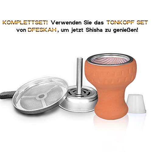 DFESKAH Shisha Tonkopf Set, Shisha Kopf Set inkl. Kaminaufsatz + Tabak Sieb & Dichtung, Premium Wasserpfeife Zubehör für… – Bild 3