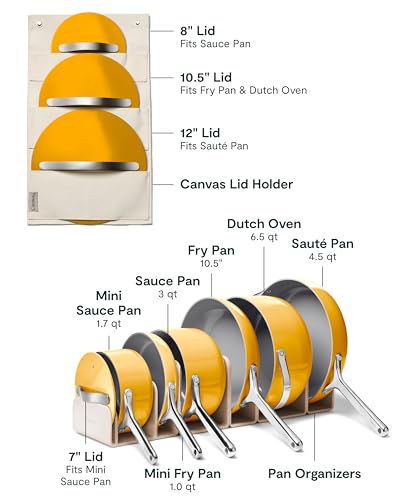 Image of Caraway 31-Piece Ceramic Cookware Bundle - Fry Pans, Saucepans, Saute Pan, Dutch Oven, Petite Cooker, Stir Fry, Rondeau, Stock Pot, Grill & Griddle Pans, Roasting Pan, Racks, Organizers - Marigold