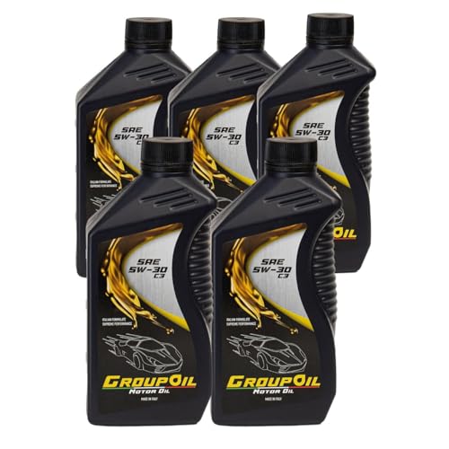 Lubrificanti GROUPOIL 5W30 ACEA C3 5x1L- Olio motore totalmente sintetico formulato con oli base sintetica ad alte prestazioni - 100% made in italy