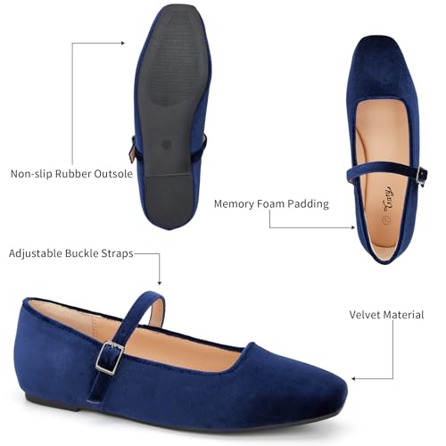 Image of Trary Mary Jane Shoes Women Woven Flats for Women Dressy Ballet Flats Squared Toe Mary Jane Flats Shoes