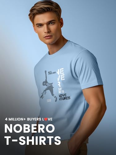 Image of Nobero 100% Cotton Tshirts for Men Combo Pack of 3 | Regular Fit | Printed | Round Neck Half Sleeve