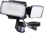 LUTEC 21W Plug in Motion Sensor Light Outdoor, Flood Lights Outdoor Motion Sensor,2500LM, 5000K Daylight,IP65 Waterproof,Adjustable 2 Heads Wall Light for Garage, Porch, Yard - Black
