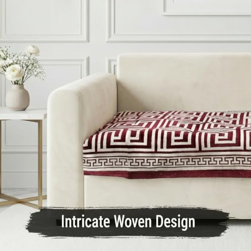 Image of STITCHNEST Premium Woven Sofa Cover 3 Seater | Modern Geometric Sofa Protector | Soft Fabric Sofa Sheet | Durable Living Room Furniture Cover