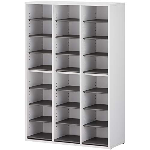 法人様向け オフィスコム シューズラック 靴箱 3列8段 24人用 樹脂棚付き 木製 幅900×奥行350×高さ1350mm ホワイト OC-WSR-R3824-WH