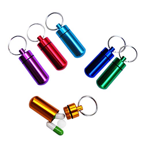 BESPORTBLE, porta-comprimidos, mini chaveiro, porta-comprimidos, liga de alumínio, caixa de armazena