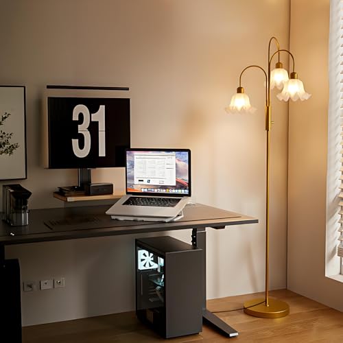 Image of Lightdot 70IN Flower Floor Lamp for Living Room, 3 Light Dimmable Tree Floor Lamps with Bulb Included for Wedding /Party, Unique Floral Tall Lamp with 5Lbs Heavy Base for Bedroom /Sofa Beside-Gold