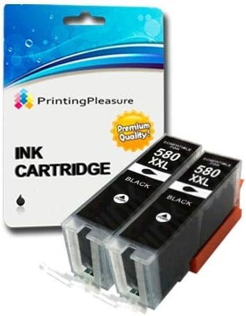 2 PIGMENT BLACK Compatible PGI-580XXL PGBK Printer Ink Cartridges for Pixma TR7550, TS6151, TS6251, TS6350, TS6351, TS705, TS8152, TS8251, TS8252, TS9550, TS9551, TS9551C | PGI-580PGBK XXL