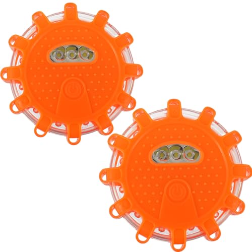 HUAREW 2 Pack Éclairage de Secours Multifonction Voyant d'avertissement, LED Lampe d'Avertissement Clignotant Gyrophare Balise avec Base magnétique, pour Les...