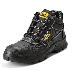 Black Hammer Comfortable Waterproof Steel Toe Caps Safety Boots Lightweight, Durable, Non-Slip Work Shoes for Work & Outdoor Activities 1007