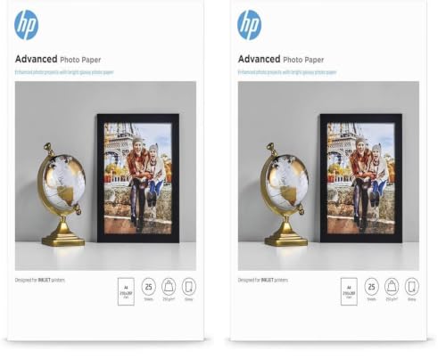 Papier photo HP Advanced, brillant, 250 g/m2, A4, 25 feuilles (Lot de 2)