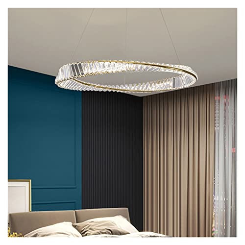 Lustre chandelier cristal LED haut de gamme avec double anneau 60 80 cm