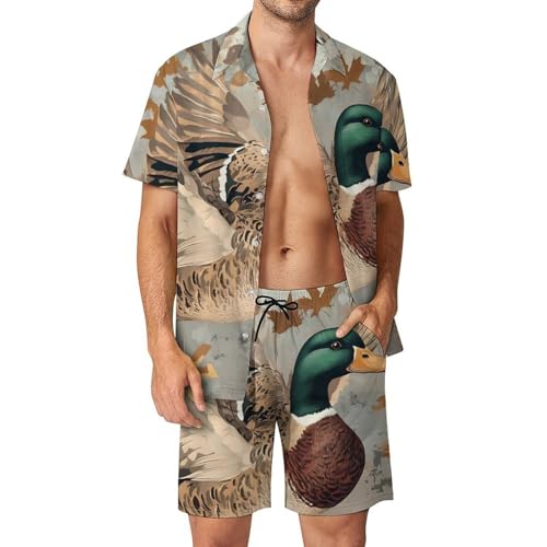 Conjunto Mallard Duck Hunting de dos piezas con tejido ligero y botones frontales 1