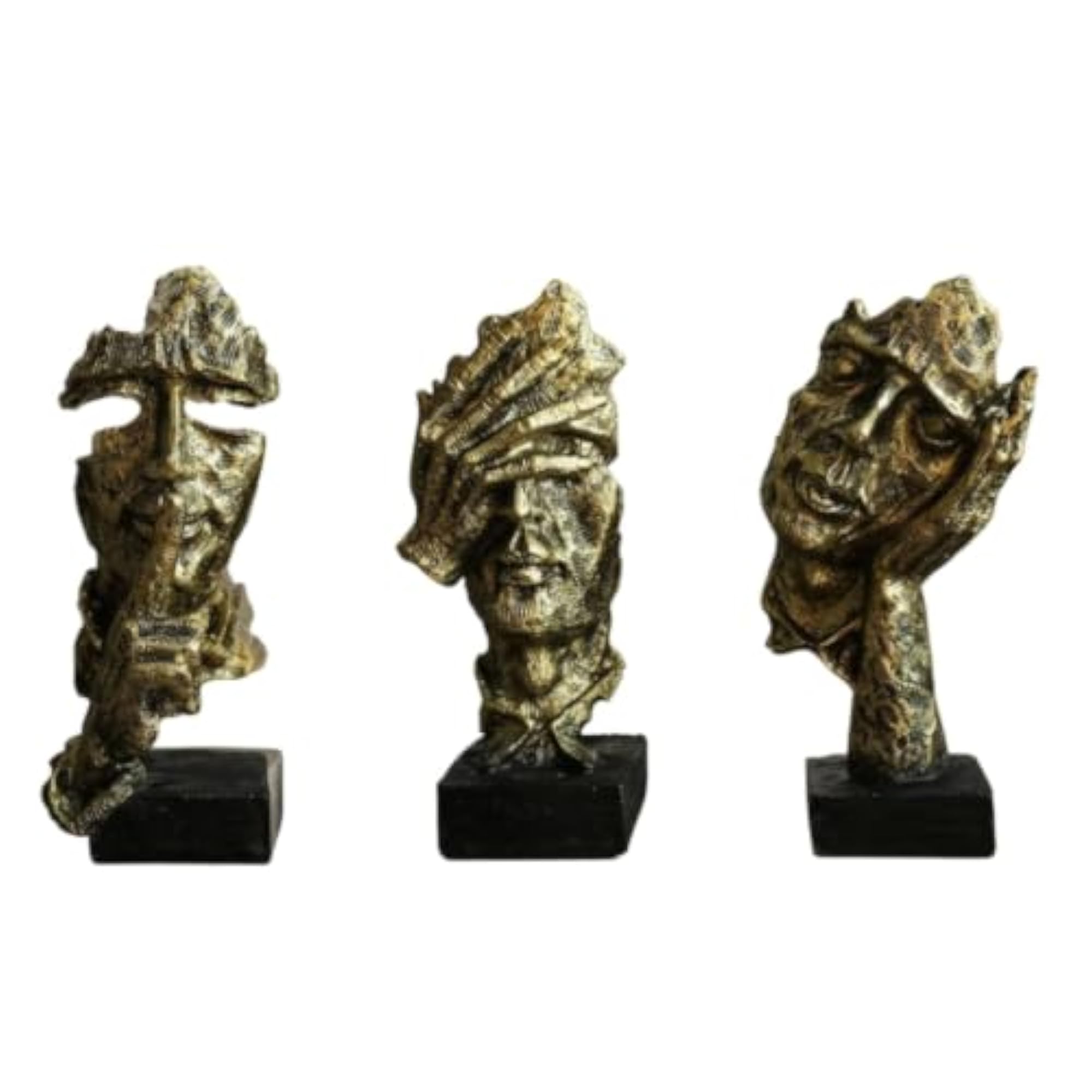 3 Pieces Sculptural Tabletop Ornaments, Textured Sculptures
