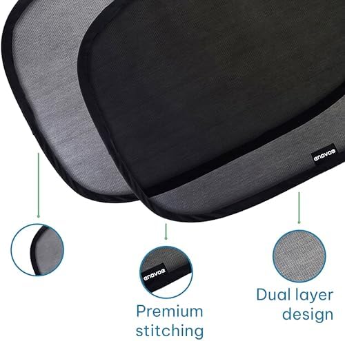 Enovoe 2 Pack Car Window Shades for Baby - 21"x14" Sun Shade Blocker, Cling - Glare Shield and UV Rays Protection for Your Child - Side Window Screens for SUV- Mesh Windows Shades for Cars - 2