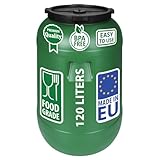 F & R Regentonne mit Deckel 120 Liter aus HDPE I Futtertonne Pferd I Wassertank Fass Tonne mit Deckel I Regenfass für Garten I Regenwassertonne I Wassertonne I Gärfass I Regenwassertank