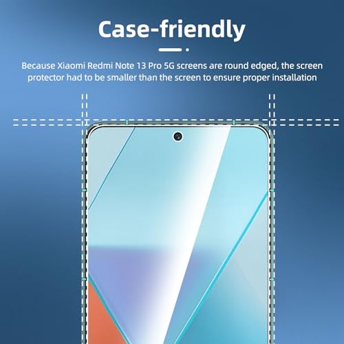 NEW'C 3 Pack Designed for Xiaomi Redmi Note 13 Pro 5G/4G Screen Protector, (not compatible with Redmi Note 13 Pro+), Tempered Glass,Case Friendly Scratch-proof, Bubble Free, Ultra Resistant
