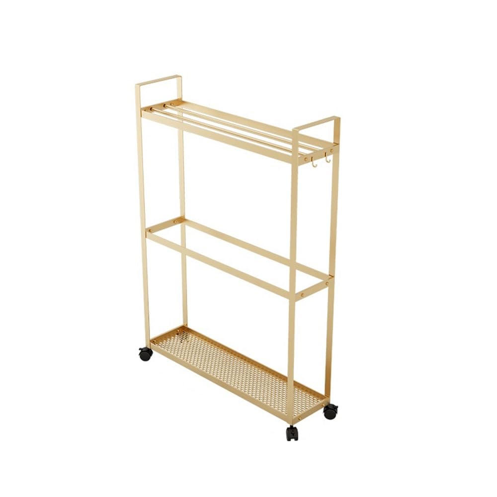 asdchZen Movable Bathroom Floor-Standing Towel Rack Floor Toilet Trolley Hanger Gap Storage Bath Towel Shelf,Gold,Gold