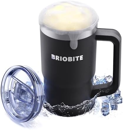 3-in-1 Freeze & Insulated Stainless Steel Mug with Lid, 16oz Freeze Cup and 25oz Vacuum Insulated Mug, BPA-Free, Insulated for Beer, Soda, Wine, and Energy Drinks Gifts for Men, Black