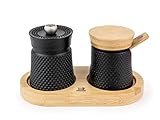 Peugeot Bali Black Cast-Iron Pepper Mill and Salt Cellar.