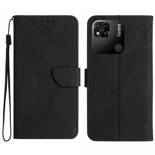 Rfvzubemok Compatible with Redmi 10A 4G Case,Compatible with Redmi 10A 4G Kickstand Flip Card Slot Magnetic Closure Phone Cover Black