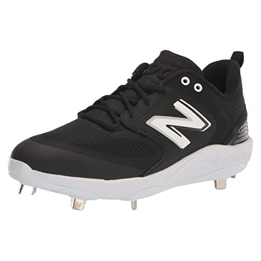 New Balance Men's Fresh Foam X 3000 V6 Metal Baseball Shoe, Black/White, 10