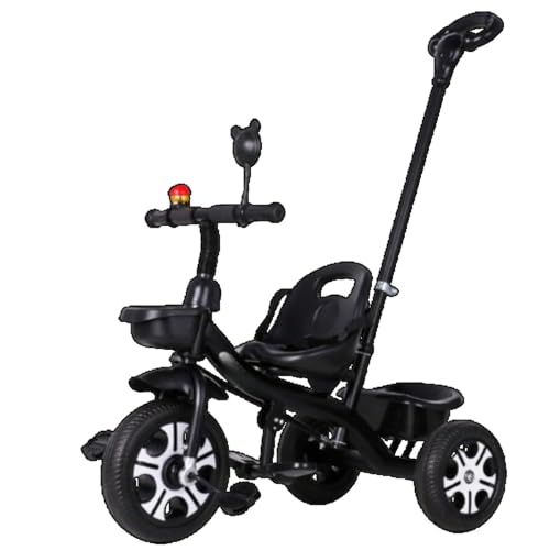 Geyaziu 子供乗せ自転車 三輪車 キックバイク 三輪車 手押し棒付き 子供自転車 自転車 3輪 赤ちゃん おもちゃ 調節可能なシート 軽量 組み立て簡単 1 〜 6 歳のお子様向け 乗用玩具 (ブラック,アップグレードです)