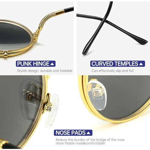 Round Flip Up Sunglasses – Small Flip-Up Shades with Double Lenses -Cool Glasses for Raves and 90s Vibes4