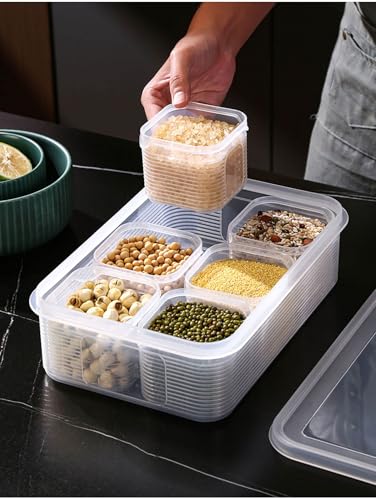Image of HomeWiz Fridge Storage Containers 3500ml 6-Grid | Air Tight Storage Container Set | Fridge Organiser Storage Boxes | Food Grade BPA-Free Plastic Containers|Stackable & Transparent|Removable Mini Boxes