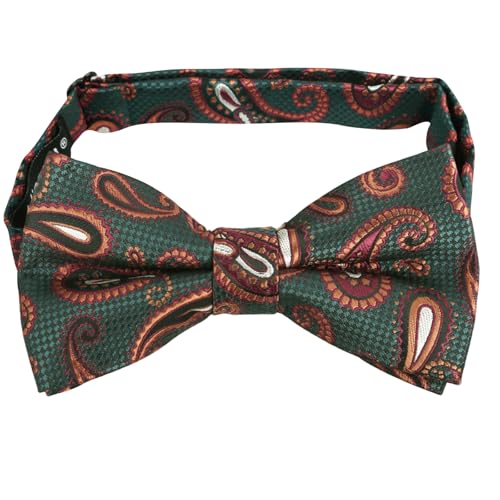 Image of Alizeal Mens 4pcs Vintage Paisley Bow Tie Set | Pre-tied Pocket Square Cufflinks Boutonniere for Wedding Everyday Use