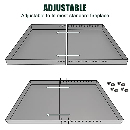 Flehomo Adjustable Fireplace Tray, Expandable Ash Pan For Ash Collection, Galvanized Steel Ember Holder Fireplace Pan With Powder Coating, Nuts And Bolts Included, Black,Trapezoidal #TOP4