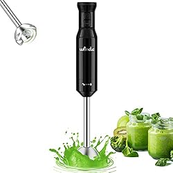 Batidora De Mano 600W Batidora de mano, Wancle Minipimer 600W batidoras, Función Turbo, para alimentos para bebés, batidos, salsas y sopas (Black)