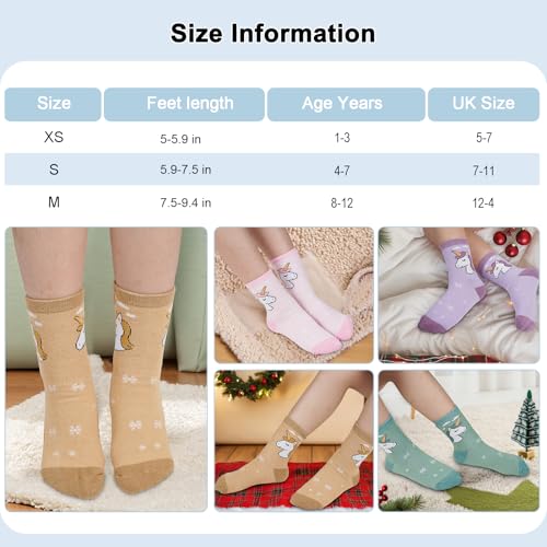 Kids Merino Wool Hiking Socks for Toddlers Boys Girls, 4 Pairs Warm Thick Thermal Crew Boot Heavy Cozy Gift Socks4