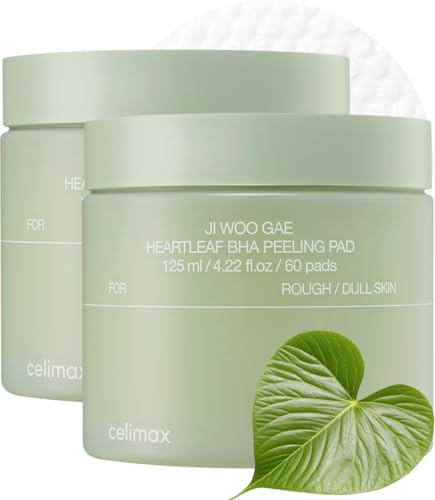 celimax Ji.Woo.Gae Heartleaf BHA Peeling Pad Double Edition | with Heartleaf Extracts, Exfoliating Toner Pads, Facial Peels, Hydrating, For Troubled Skin & Breakouts, Mother’s Day Gift (60pads*2)