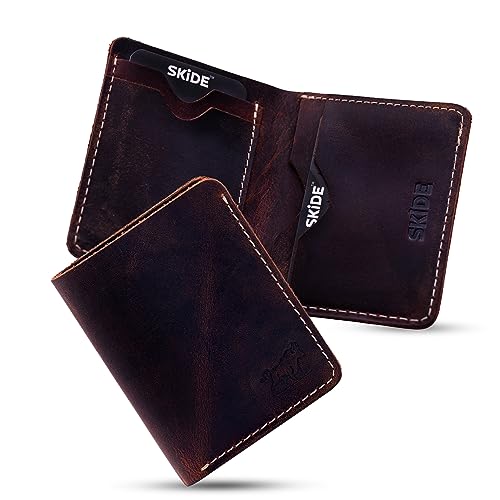 SKiDE Hunter Slim Wallet | Minimalist Wallet & Small Wallet for Men | Card holder for Men & Women | Card Holder wallet | (Hunter Brown)