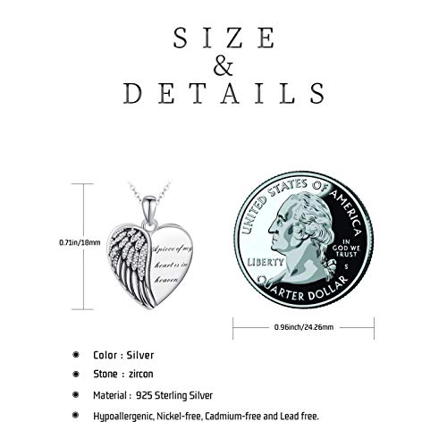 Chenghong Angel Wings Locket Necklace 925 Sterling Silver Guardian Heart Shaped Locket Memorial Necklace That Hold Pictures Memory Jewelry Gifts For Women Girls #TOP5