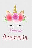 Princess Anastasia: Personalized Unicorn Primary Handwriting Lined Notebook For Girls With Pink Name / Perfect for Journal /110 Blank Pages, 6x9 inches