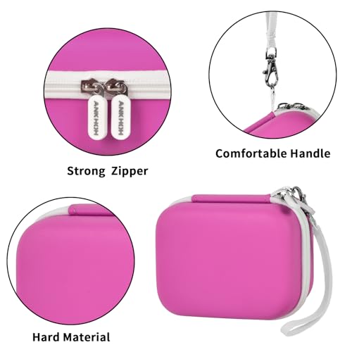 Image of ANKHOH Label Maker Case for Memoking T02 / for Phomemo M02 / M02S / M02 Pro / Q30S / for Ponek Mini Pocket Printer, Portable Sticker Printer Storage Holder Organizer Bag Paper&USB Cables, Box Only (Rose)