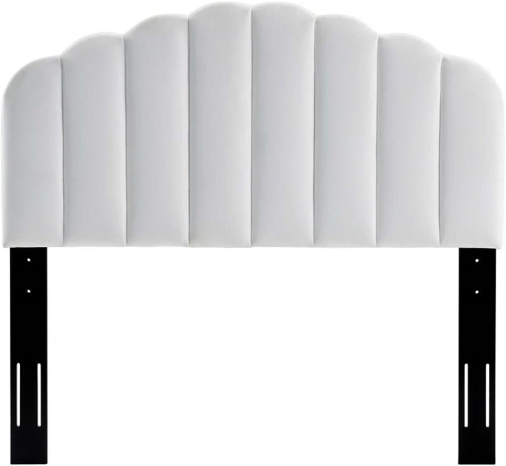 Modway Veronique Twin Modern Performance Velvet Headboard in White