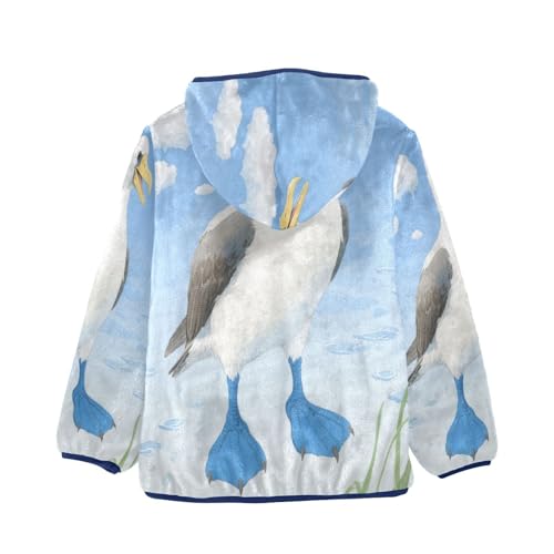 Blue Footed Booby Beach Toddler Fleece Jacket Girl Boys Hooded Fleece Jacket Coat Warm Outwear Zip-up 3-10T2