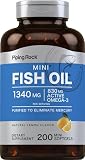 Piping Rock Mini Fish Oil 1340mg | 200 Softgels | Omega-3 Supplement for Men & Women | Lemon Flavor | Non-GMO and Gluten Free
