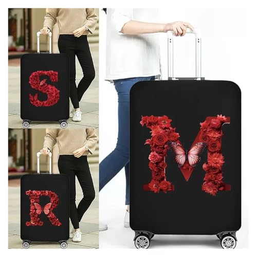 Stretch Fabric Luggage Protective Cover Dust Cover Anti-Scratch Suitcase Covers Suit for 18-32 Inch Red Rose Letter Pattern for Luggage, Travelling(8Red Rose Y,M(22-25 inch))2