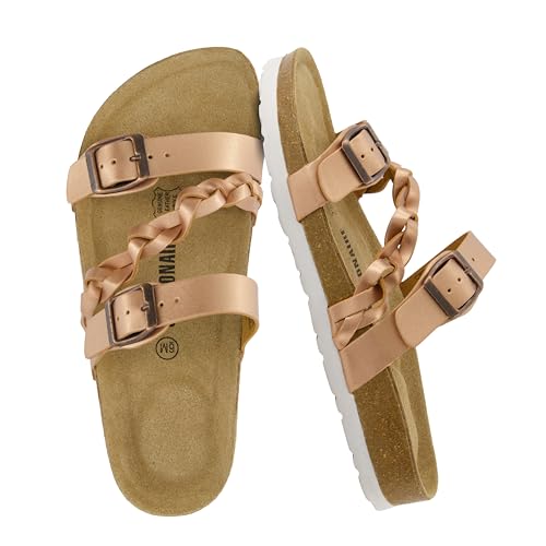Sandalia con plantilla de corcho Lizzy con acabado rose gold y confort superior