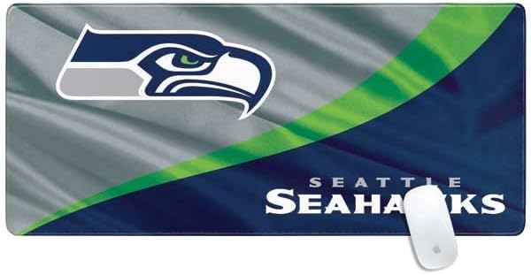 Skinit Extra Large Gaming Mouse Pad - Officially Licensed Seattle Seahawks Design with Stitched Edges, Waterproof, Non-Slip Rubber Base, Desk Mat for Keyboard & Mouse, 35.75" x 15.4" inches