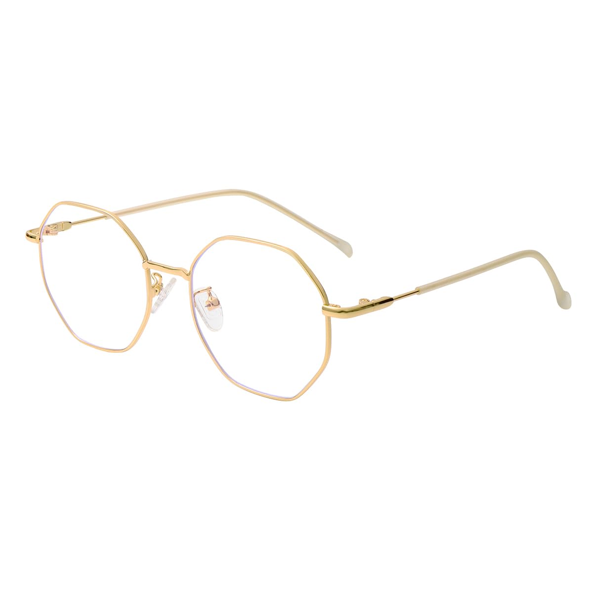 Gleyemor Blaulichtbrille für Damen und Herren, Vintage, achteckig, Metallrahmen, Computerbrille (Gold), Gold 2, lenswidth