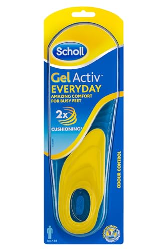Scholl GelActiv Every Day Insoles for Men - Anti Foot Fatigue Comfort Insoles - Insoles for Walking/Hiking - Trim to Fit Your Walking Boot/Shoes - UK Size 7-12 1 Pair