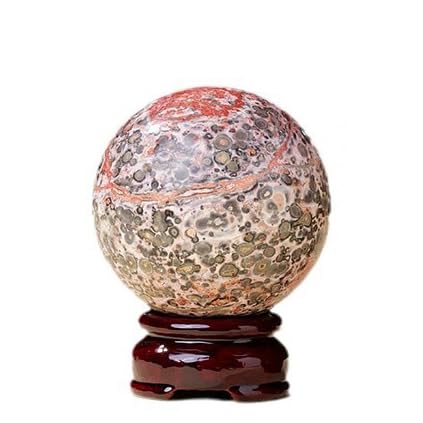 Crystal Leopard Agate Ball Stone Polished Crafts Home Office Desk Decoration Ornaments,Multi Colored,60~70mm