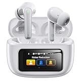 Kopfhörer Kabellos Bluetooth 5.4, In Ear Kopfhörer Bluetooth mit Touchscreen & 5 EQ Modi, Bluetooth Kopfhörer ANC/ENC Noise Cancelling, 8H Spielzeit, IPX7 Wasserdicht Sport & Gaming Kopfhörer (Weiß)