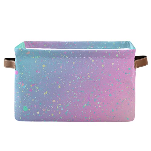 Unicorn Background with Rainbow Pattern Large Storage Basket Foldable Storage Box Organizer Bins with Handles for Bedroom Home Office