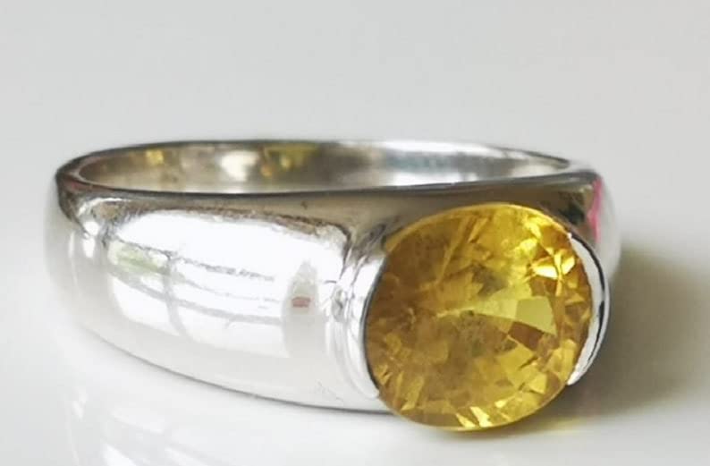 Natural Yellow Sapphire 6.50 Carat Ring 925 Sterling Silver Handmade Ring For Men And Woman Anniversary, Adjustable2