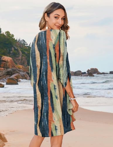 Image of Zeagoo Womens Boho Dresses Casual Beach Summer Dress Tassel Tie Neck 3 /4 Long Sleeve Mini Sundress 2026 Floral Print Cover Up